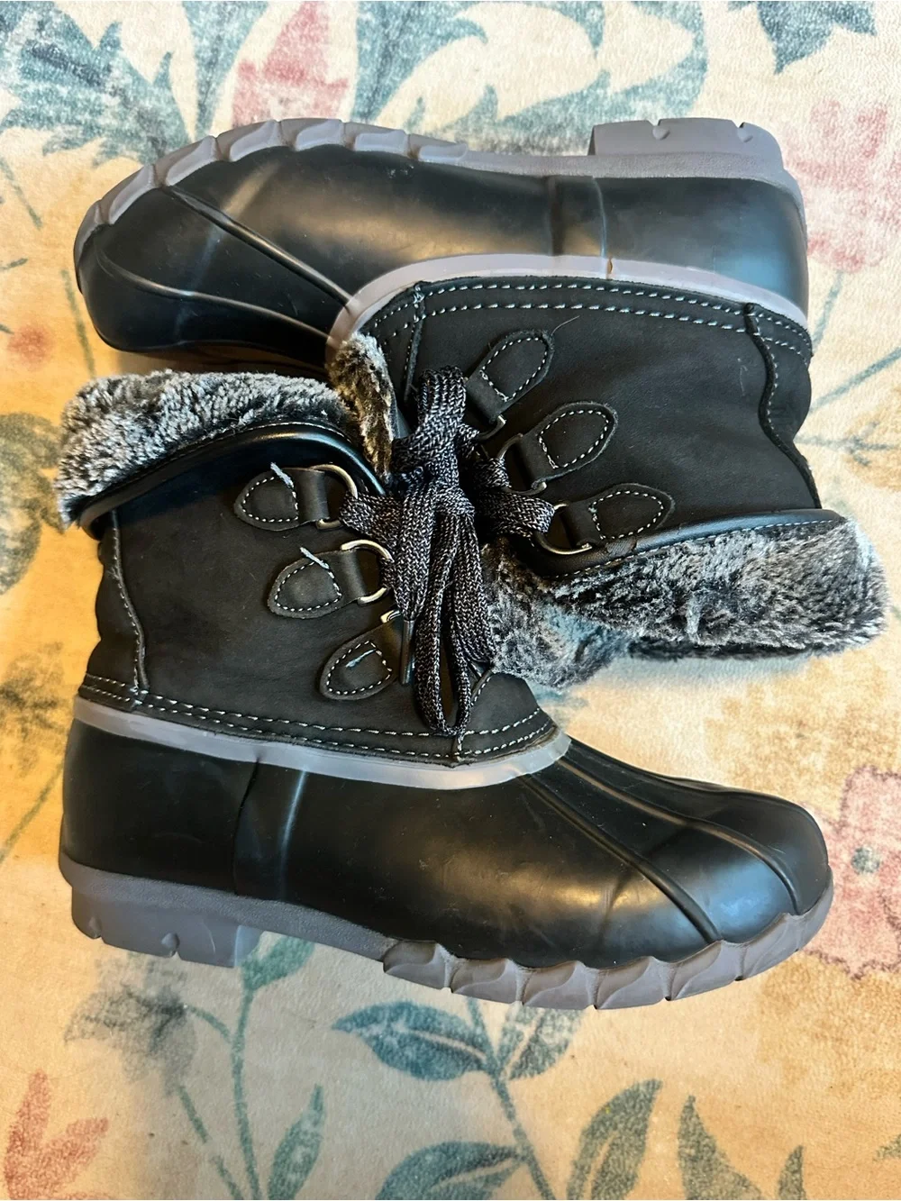 Sporto Black and Gray Kids Waterproof Snow Boots